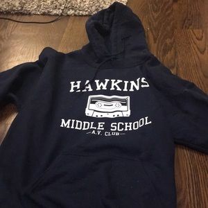 stranger things merch baby blue sweatshirt